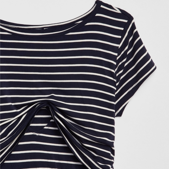 Maternity Stripe Layered Nursing T-Shirt Dress - Picture 3 of 4